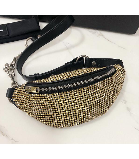 Alexander Wang Attica Fanny Pack Yellow Rhinestone Original Lambskin Leather 28cm Belt Bag