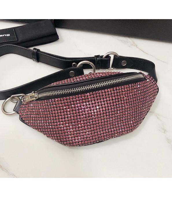 Alexander Wang Attica Fanny Pack Pink Rhinestone Original Lambskin Leather 28cm Belt Bag