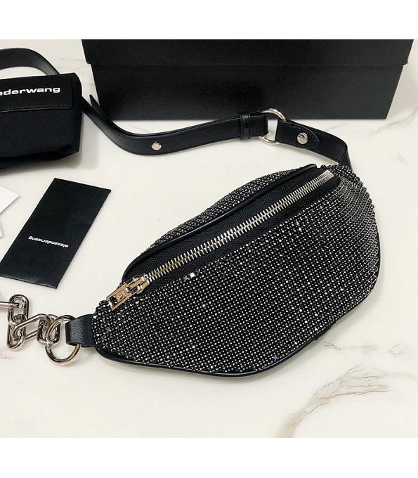 Alexander Wang Attica Fanny Pack Black Rhinestone Original Lambskin Leather 28cm Belt Bag