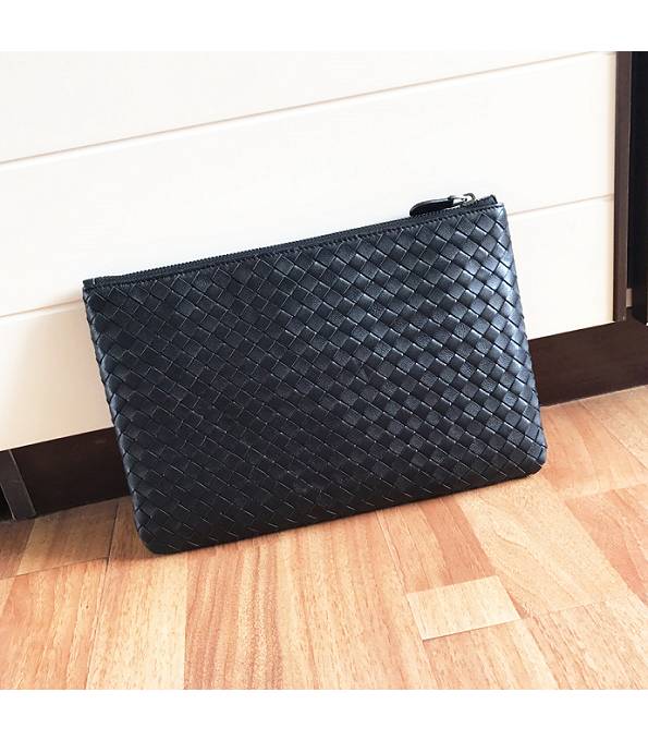 Bottega Veneta Black Original Weave Lambskin Leather Large Pouch