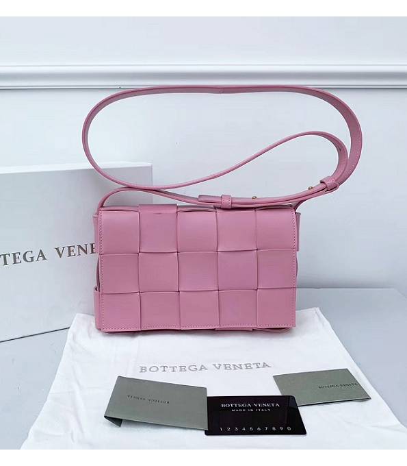 Bottega Veneta Cassette Pink Original Double Face Maxi Weave Lambskin Leather Crossbody Bag