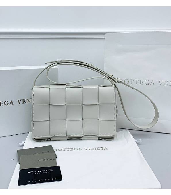 Bottega Veneta Cassette White Original Double Face Maxi Weave Lambskin Leather Crossbody Bag