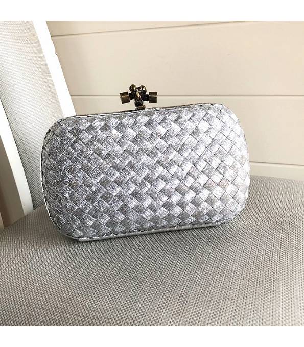 Bottega Veneta Knot Silver Original Weave Leather Clutch