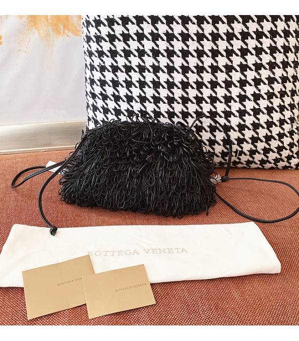 Bottega Veneta Cloud Black Original Hand Knit Nappa Lambskin Leather Mini Pouch