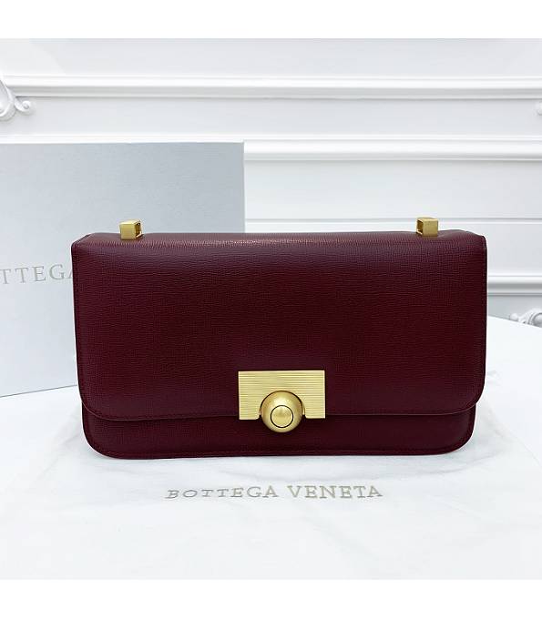 Bottega Veneta Wine Red Original Palm Veins Real Leather Golden Metal Classic Shoulder Bag