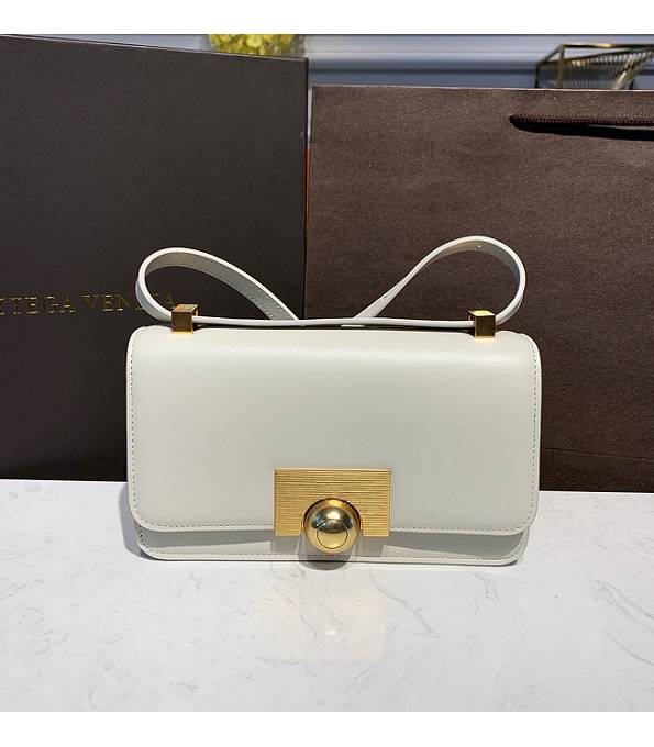 Bottega Veneta White Original Plain Real Leather Golden Metal Mini Classic Shoulder Bag