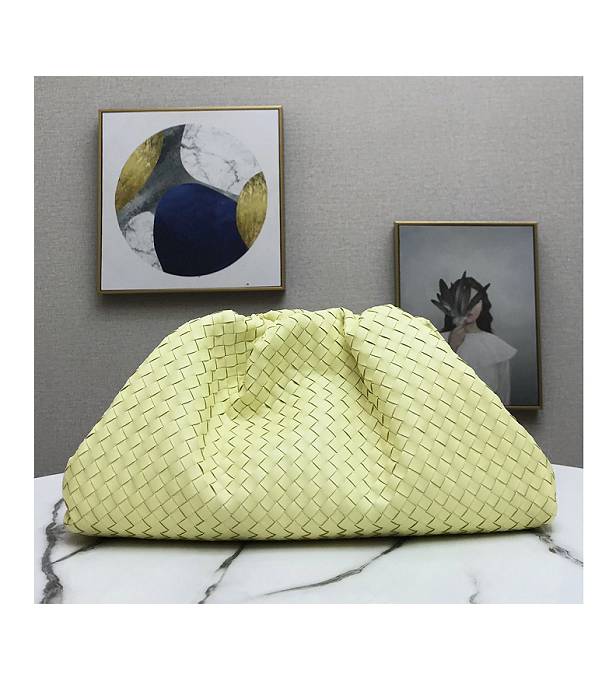 Bottega Veneta Cloud Light Yellow Original Weave Lambskin Leather Pouch