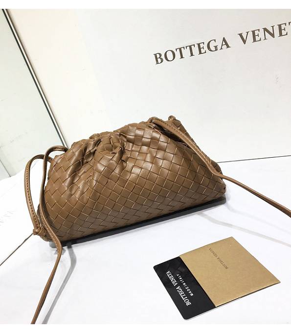 Bottega Veneta Cloud Coffee Original Weave Lambskin Leather Mini Pouch