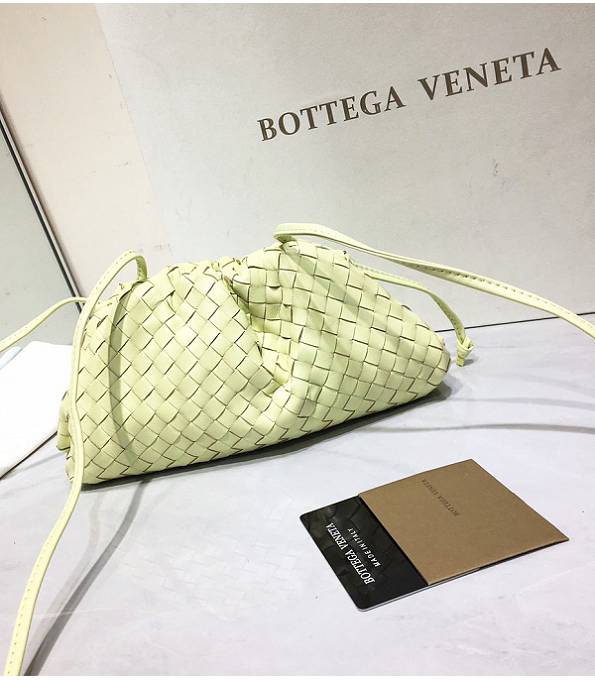 Bottega Veneta Cloud Light Yellow Original Weave Lambskin Leather Mini Pouch