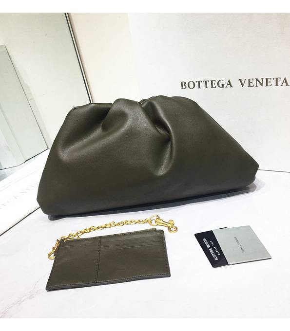 Bottega Veneta Cloud Army Green Original Lambskin Lambskin Leather Pouch