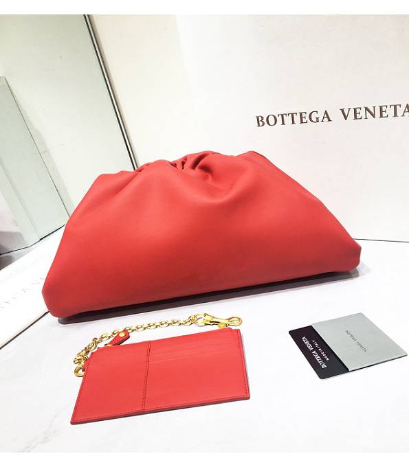 Bottega Veneta Cloud Red Original Lambskin Lambskin Leather Pouch