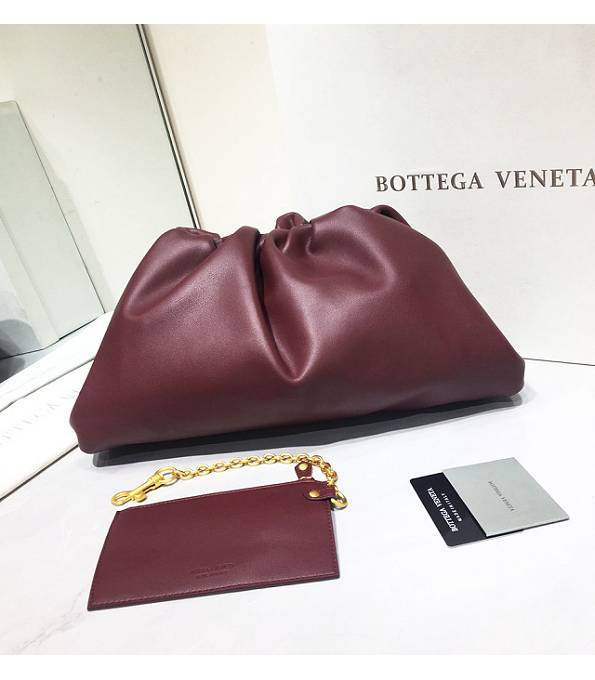 Bottega Veneta Cloud Wine Red Original Lambskin Lambskin Leather Pouch