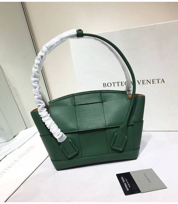 Bottega Veneta Arco Green Original Litchi Veins Real Leather Small Top Handle Bag