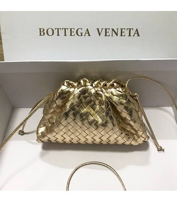 Bottega Veneta Cloud Golden Original Weave Lambskin Leather Mini Pouch