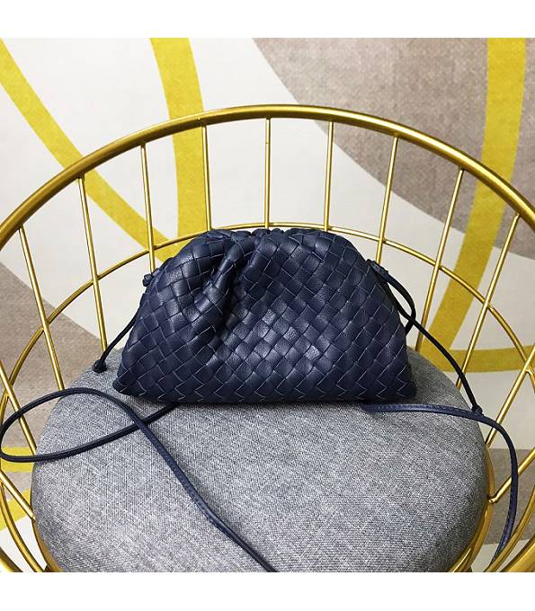 Bottega Veneta Cloud Dark Blue Original Weave Lambskin Leather Mini Pouch