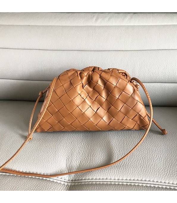 Bottega Veneta Cloud Brown Original Weave Lambskin Leather Mini Pouch