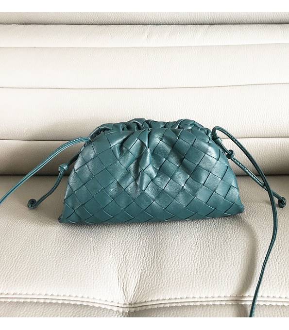 Bottega Veneta Cloud Peacock Blue Original Weave Lambskin Leather Mini Pouch