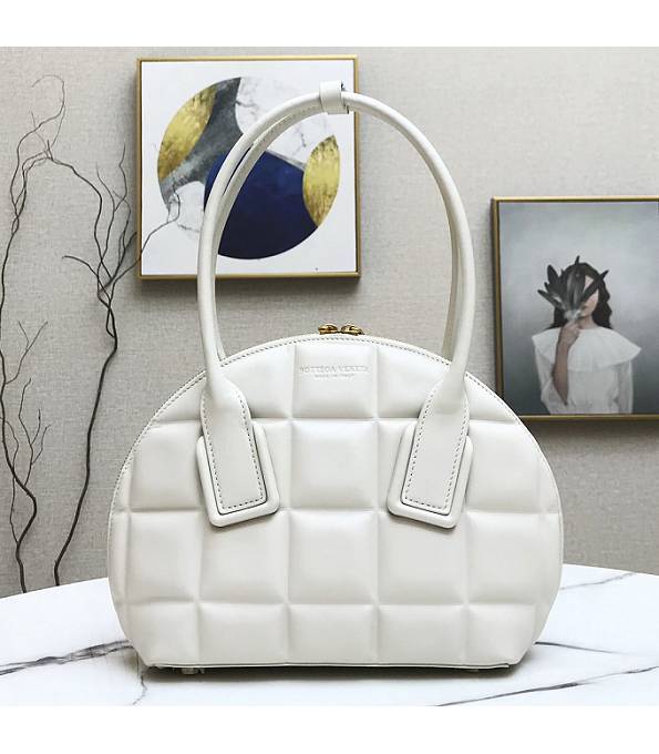 Bottega Veneta Swoop White Original Soft Real Leather Bowling Bag