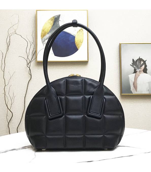 Bottega Veneta Swoop Black Original Soft Real Leather Bowling Bag