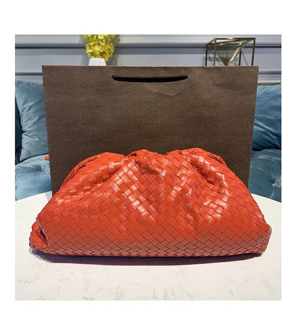 Bottega Veneta Cloud Orange Red Original Weave Lambskin Leather Pouch