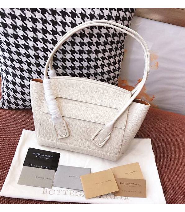 Bottega Veneta Arco White Original Grainy Veins Real Leather Small Top Handle Bag