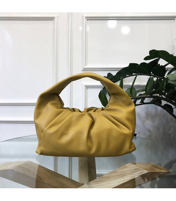 Bottega Veneta Yellow Original Marble Texture Real Leather Medium Shoulder Pouch