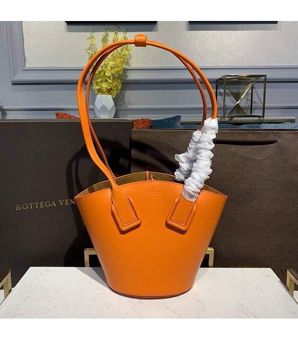 Bottega Veneta Orange Original Smooth Real Leather Mini Basket Tote Bag