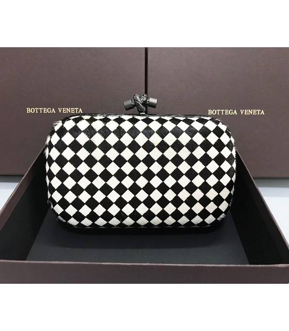 Bottega Veneta Knot Black/White Original Checkered Horse Hair Leather Clutch