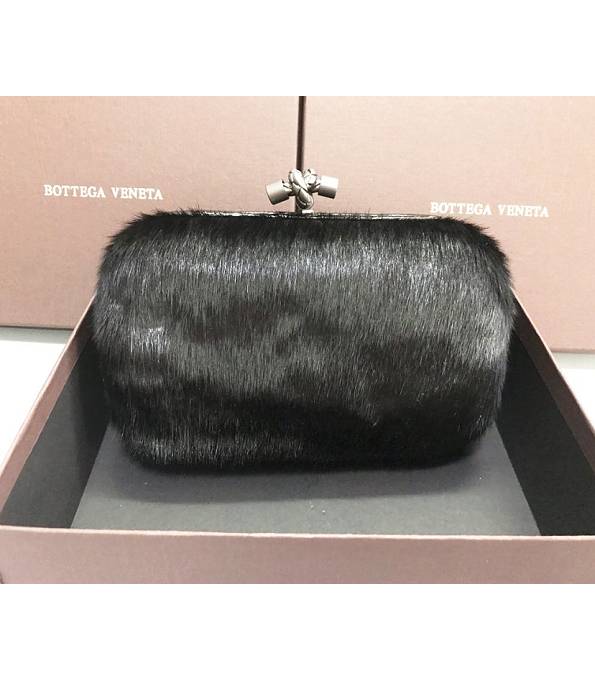 Bottega Veneta Knot Black Original Horse Hair Leather Clutch