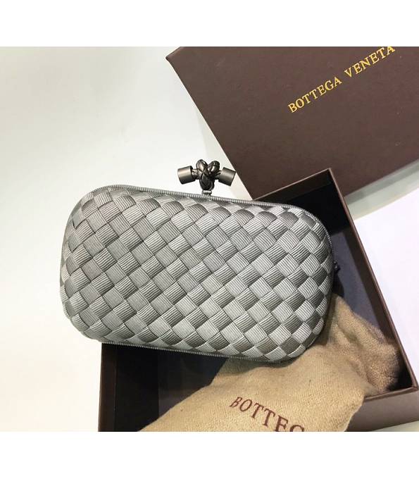 Bottega Veneta Knot Grey Original Weave Silk Small Clutch