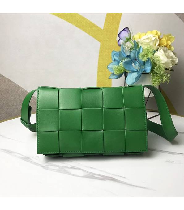 Bottega Veneta Cassette Green Original Double Face Maxi Weave Lambskin Leather Crossbody Bag