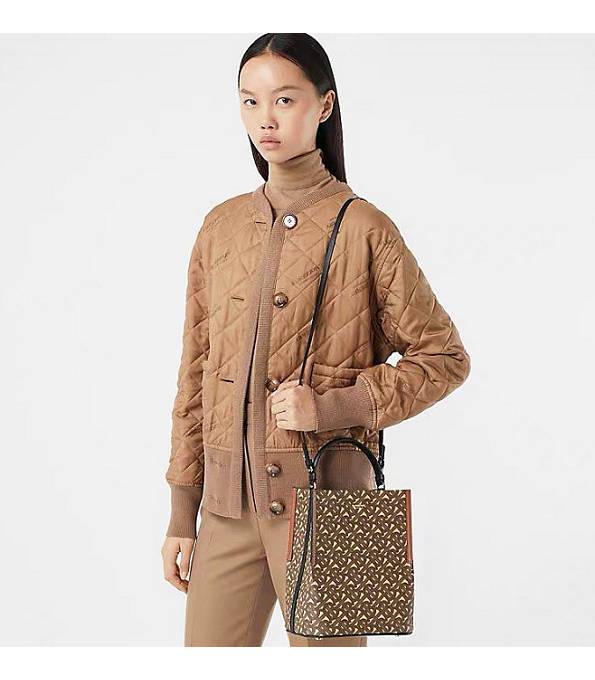 Burberry Brown Monogram E-Canvas Small Peggy Bucket Bag