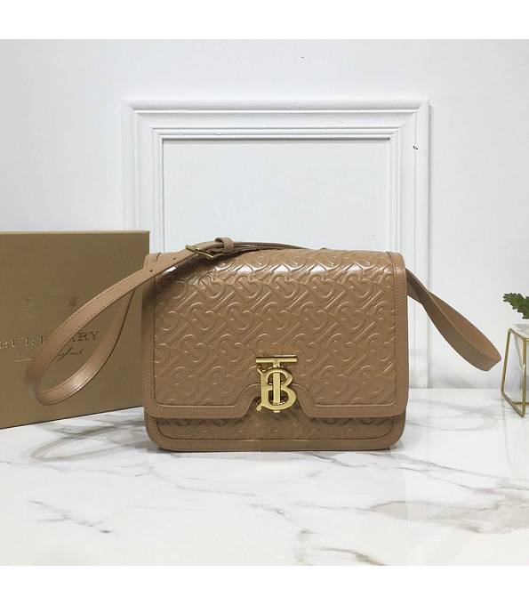 Burberry Apricot Original Monogram Leather Medium Cross Body Bag