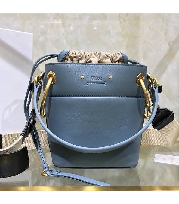 Chloe Sky Blue Original Calfskin Leather 17cm Roy Bucket Bag