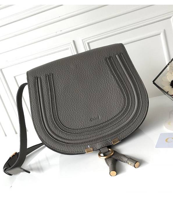 Chloe Marcie Dark Grey Original Calfskin Leather Shoulder Bag