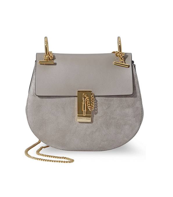 Chloe Drew Grey Original Scrub With Calfskin Leather Shoulder Bag