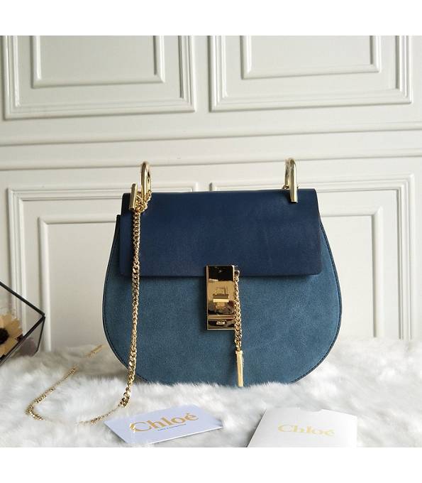 Chloe Drew Blue Original Scrub With Calfskin Leather Shoulder Bag