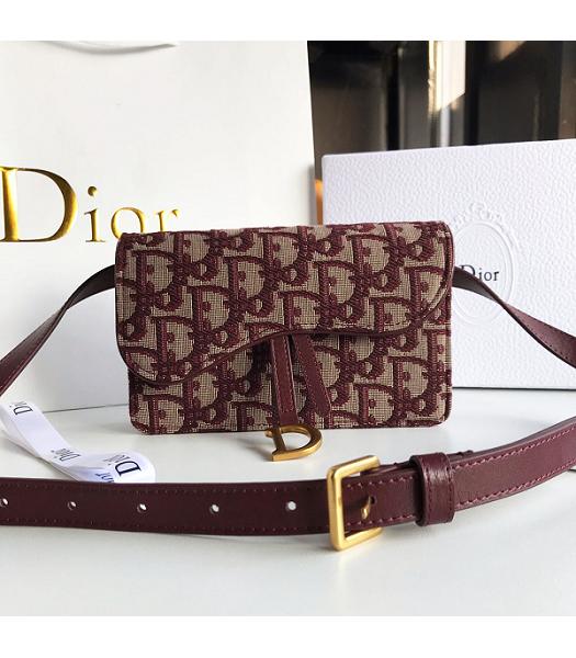 Christian Dior Jujube Oblique Jacquard Canvas Saddle Belt Pouch