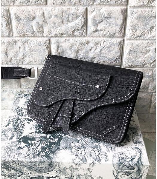 Christian Dior Black Original Litchi Veins Saddle Clutch