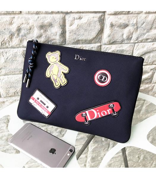 Christian Dior Carton Dark Blue Original Nylon Zip Clutch