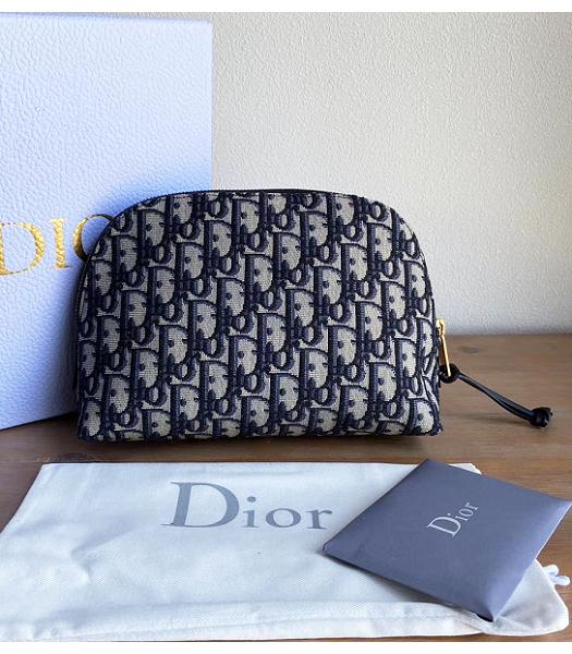 Christian Dior Blue Oblique Jacquard Canvas Mini Toilette Bag