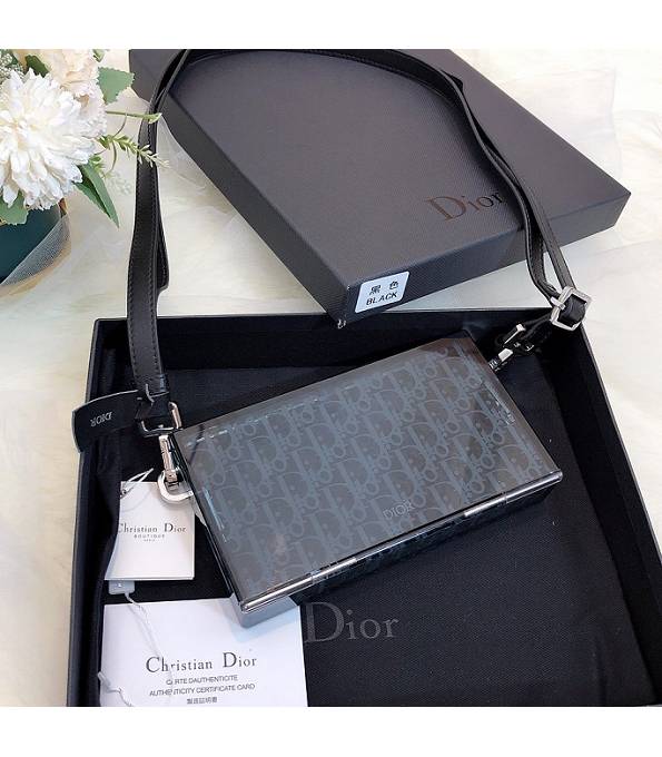 Christian Dior Black Oblique Plexiglass Acrylic With Original Calfskin Leather Pouch Bag