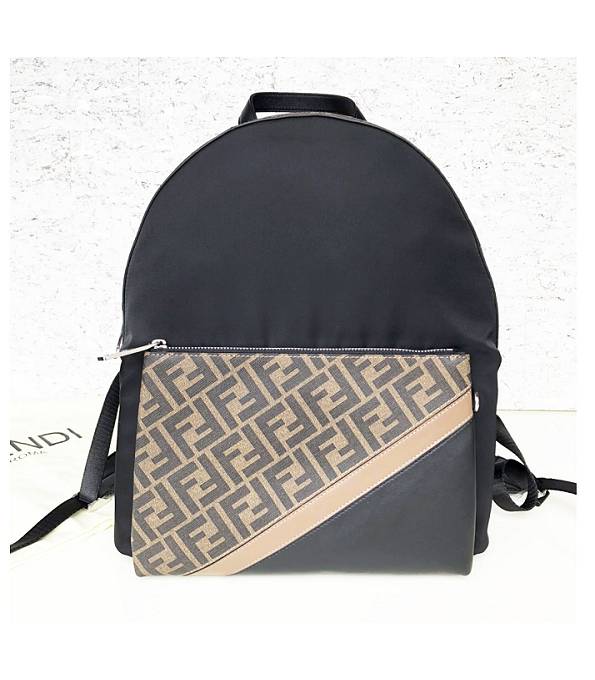 Fendi FF Motif Black Nylon With Original Leather Backpack