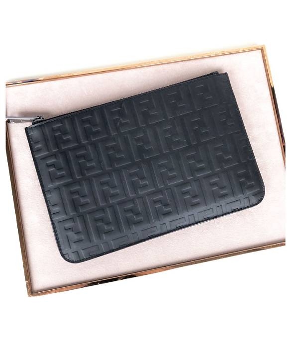 Fendi Black Original FF Calfskin Leather 29cm Clutch