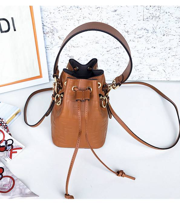 Fendi Mon Tresor Brown Original Leather 12cm Mini Bucket Bag