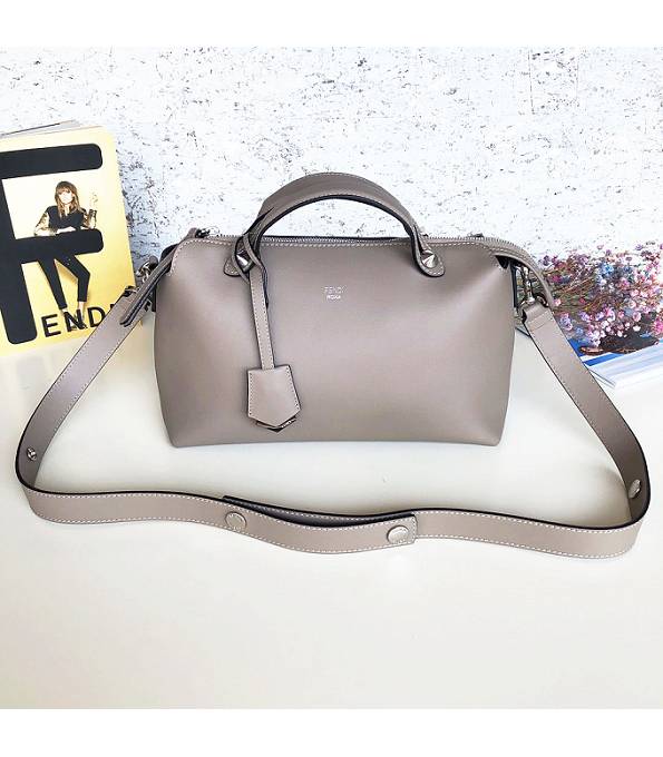 Fendi Grey Original Calfskin Leather 28cm By The Way Boston Bag