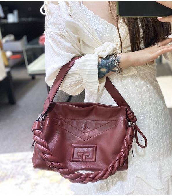 Givenchy ID93 Wine Red Original Leather 27cm Tote Shoulder Bag