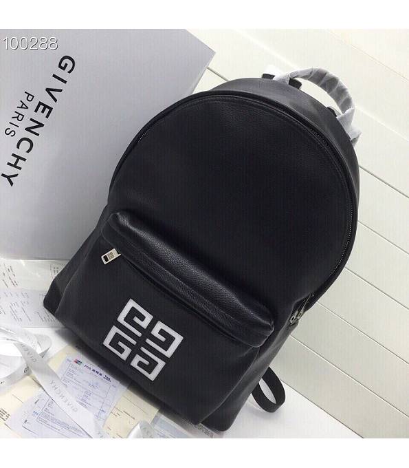 Givenchy White Logo Black Original Calfskin Leather Backpack