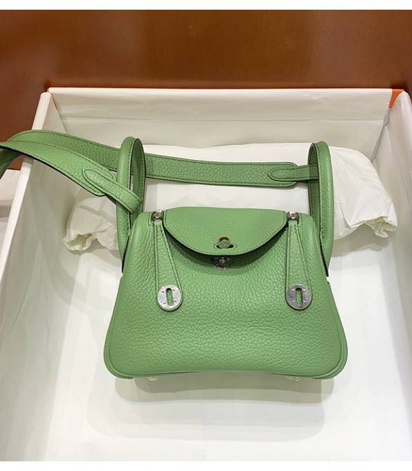 Hermes Mini Lindy 18cm Bag Apple Green Original Togo Calfskin Leather Silver Metal