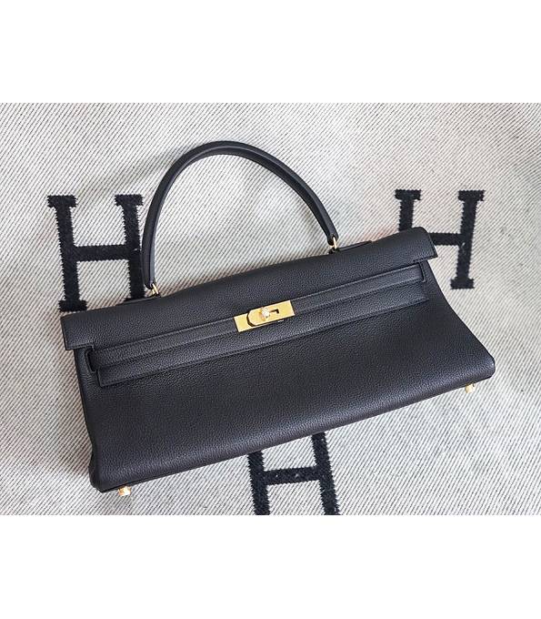 Hermes Kelly 42cm Bag Black Original Swift Leather Golden Metal